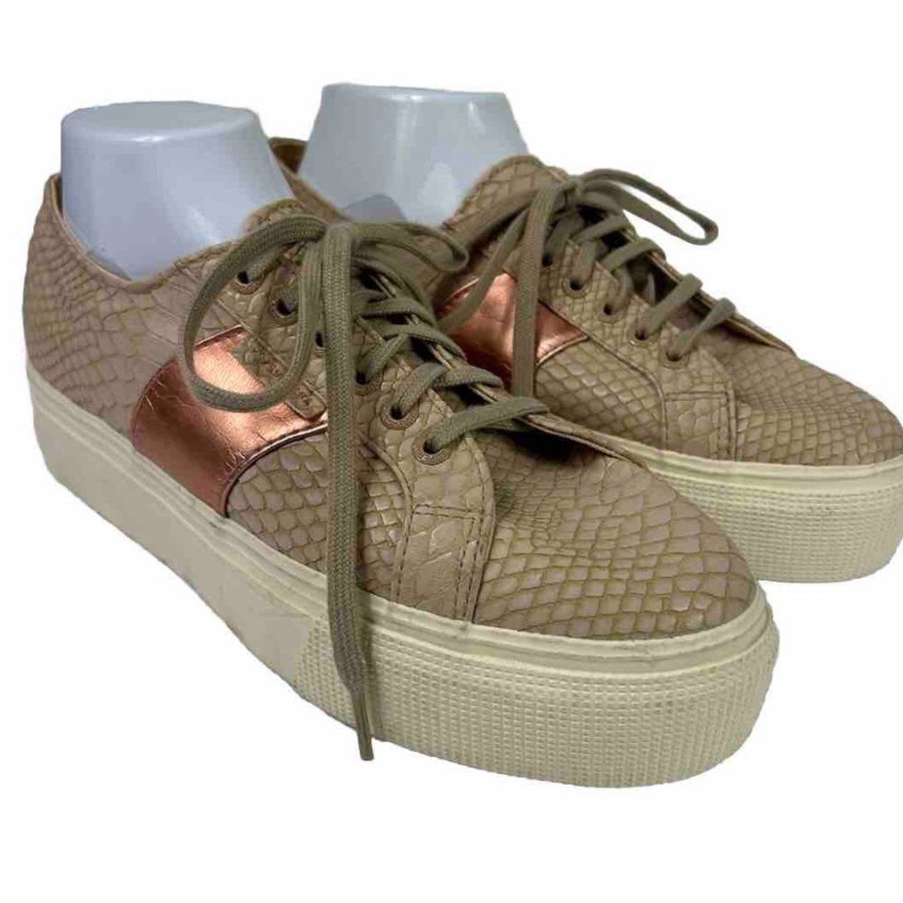 SUPERGA‎ 2750 Cotu PU Snake Rose Gold Sneakers Platform Women’s Size 9.5 EUC